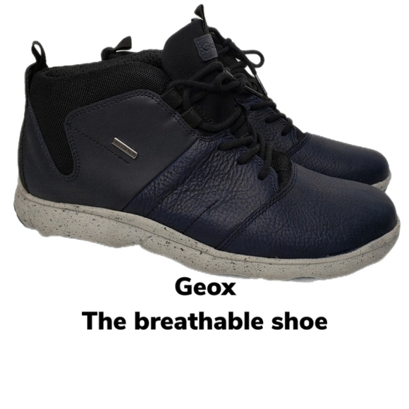 Geox Respira Nebula Fabric & Leather Breathable Navy Ankle Sneakers sz 6 - Picture 1 of 10